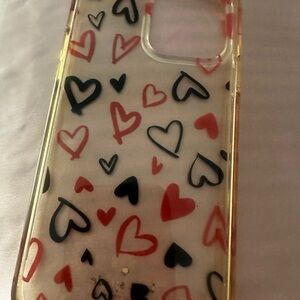 Kate spade Stylish Heart Pattern Phone Case - Black and Red